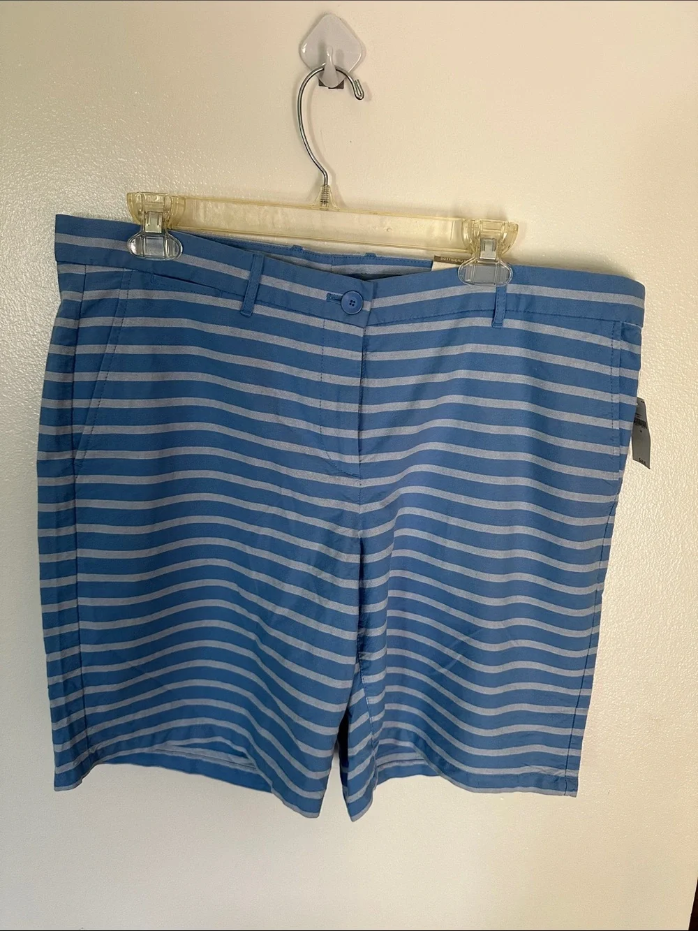 NWT GAP Women's Blue and Light Blue Striped Flat Front Shorts